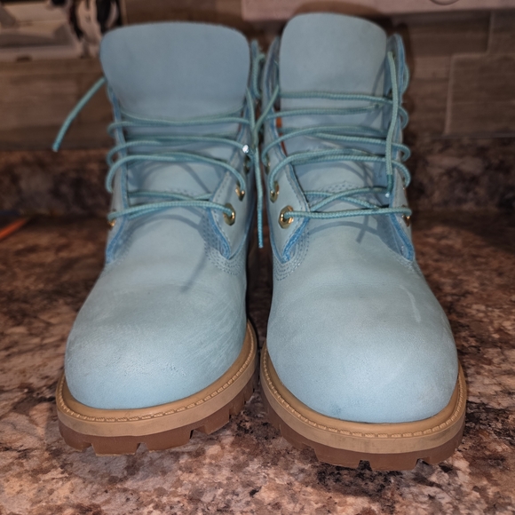 Wale + Villa Colab 6 Inch Timberland Boot Turquoise SZ 4.5 Youth Mens TB0A14CO - Picture 14 of 15